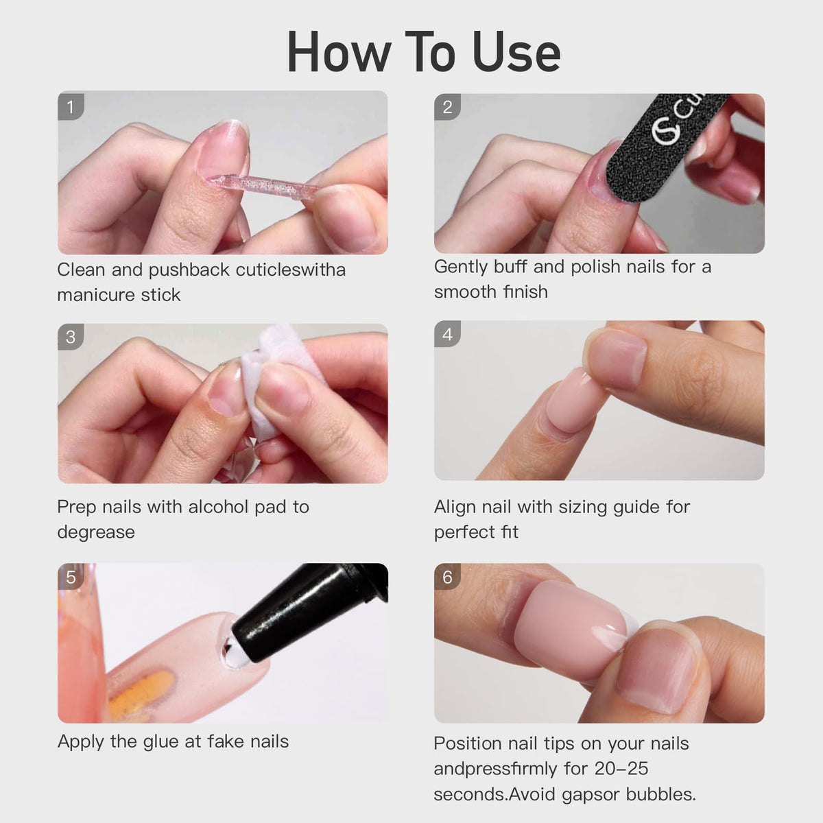 CurvLife Extra Short Square Press On Nails with adhesive tabs