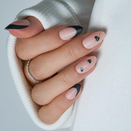 CurvLife Matte Almond Press On Nails Kit with tools and storage box