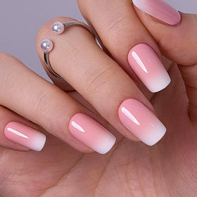 CurvLife Medium Square Ombre Press On Nails in Ceramic Fade Pink front view