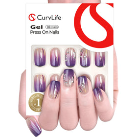 CurvLife Medium Square Press On Nails packaging with jelly glue stickers