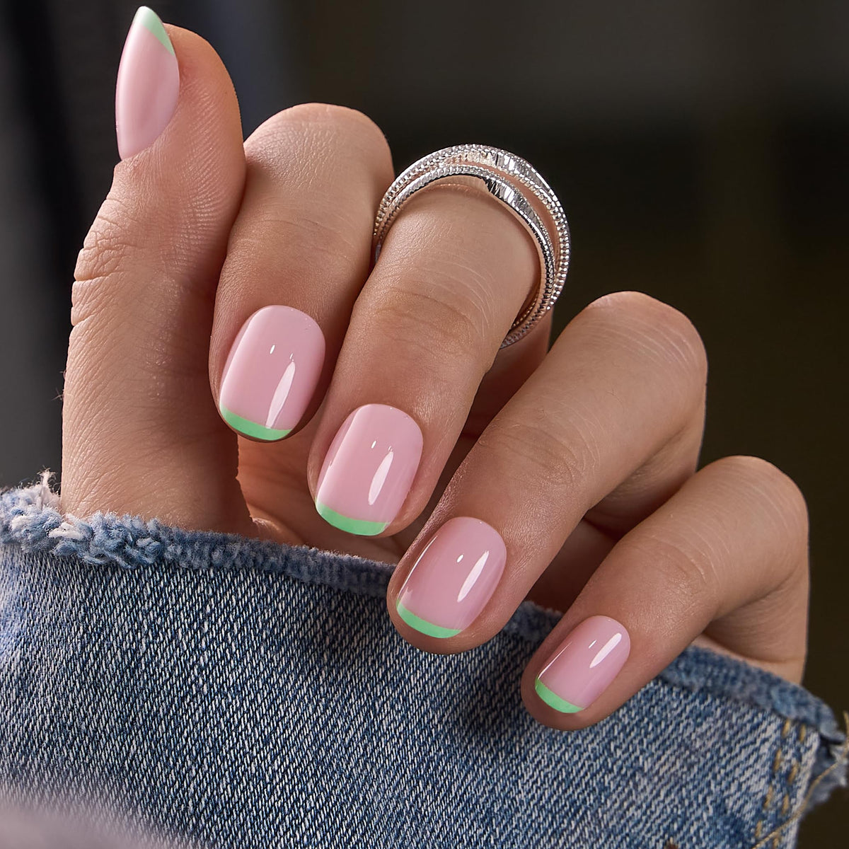 CurvLife Mint Green Press On Nails kit with glue and accessories