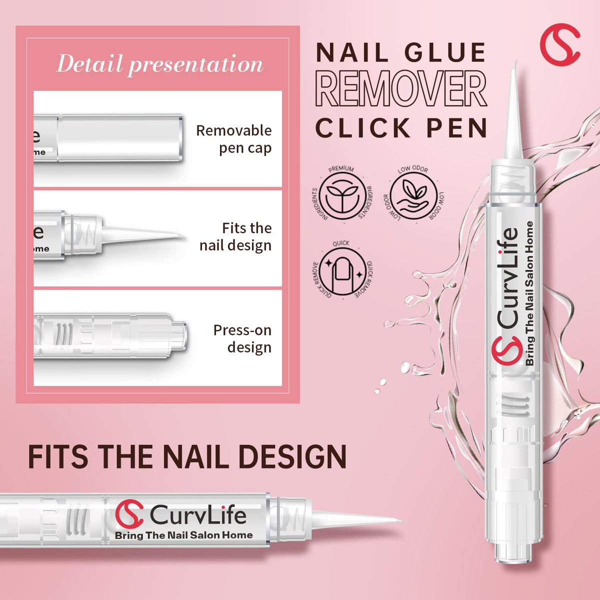 CurvLife nail glue gel application on nails