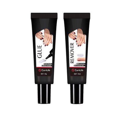 CurvLife Nail Glue Kit 10g semi solid glue and 10ml remover front view