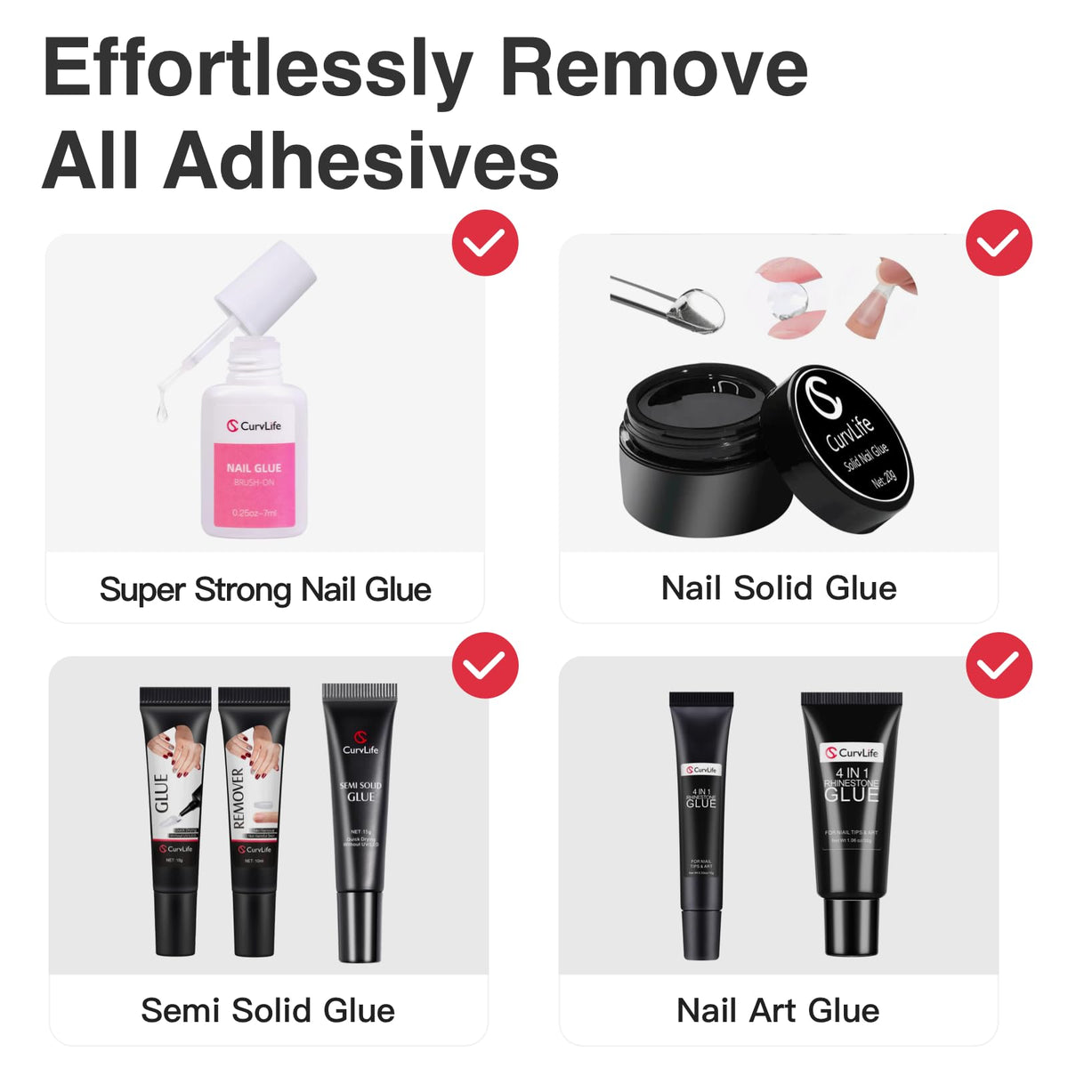 CurvLife Nail Glue Remover 60ml close-up of bottle
