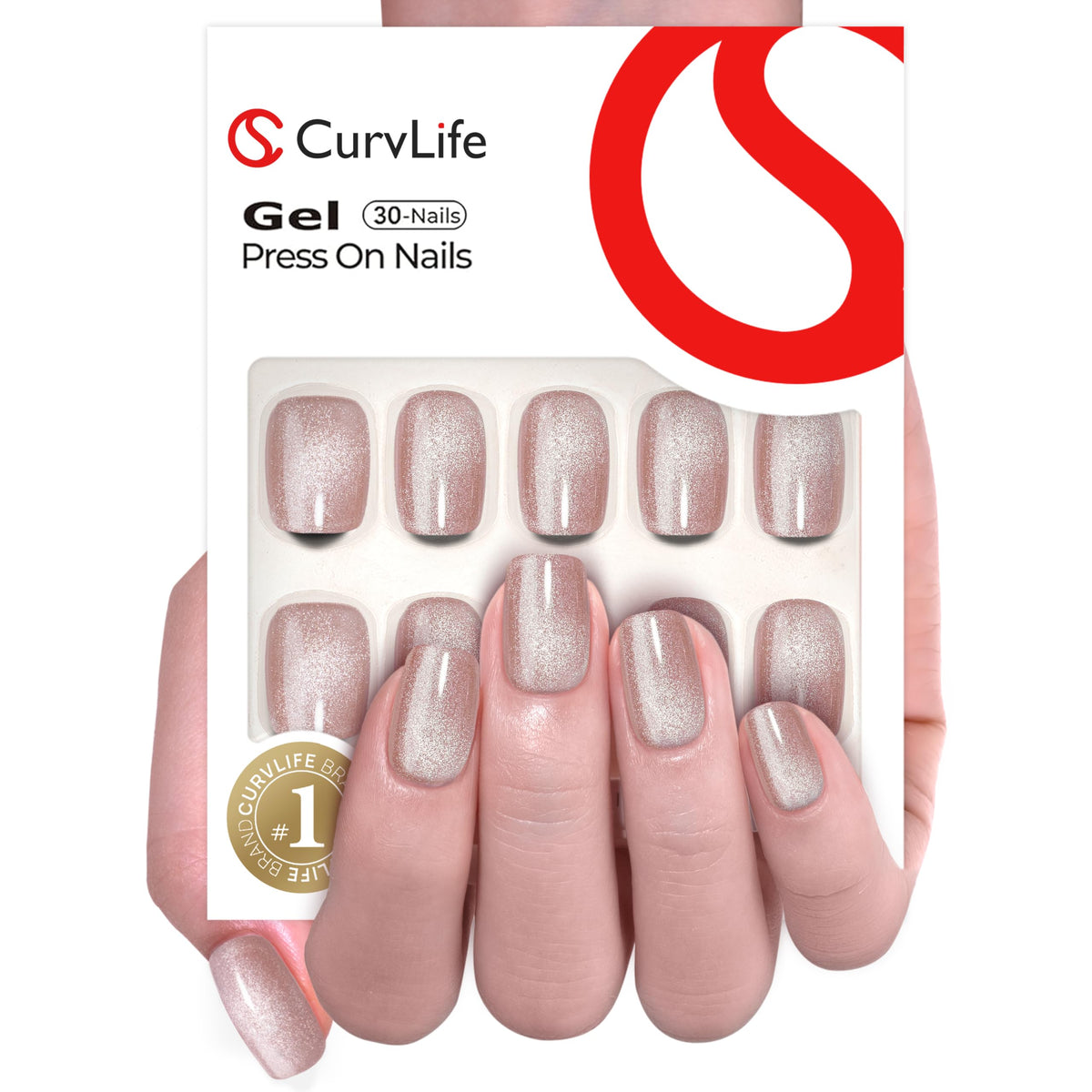 CurvLife press on nails applied on model's hands