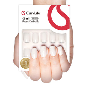 CurvLife press on nails kit showing multiple sizes of short square nails