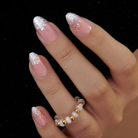 CurvLife Press On Nails Medium Almond Apricot close-up of nails
