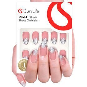 CurvLife Press On Nails Medium Almond Apricot packaging