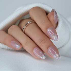 CurvLife Press On Nails Medium Almond Apricot with accessories