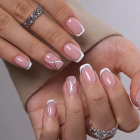 CurvLife Press On Nails Midnight Prism Dark Purple with nail glue and tabs