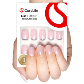 CurvLife press on nails packaging with included accessories