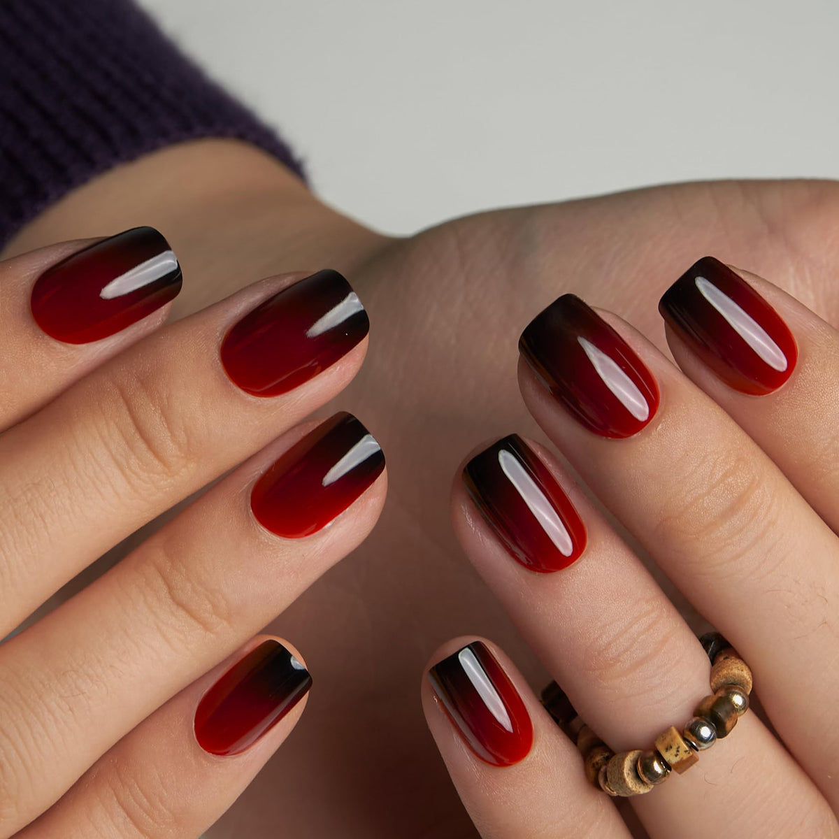 CurvLife Press on Nails Short Square Apricot Design close-up