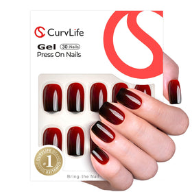 CurvLife Press on Nails Short Square Apricot Design in storage box