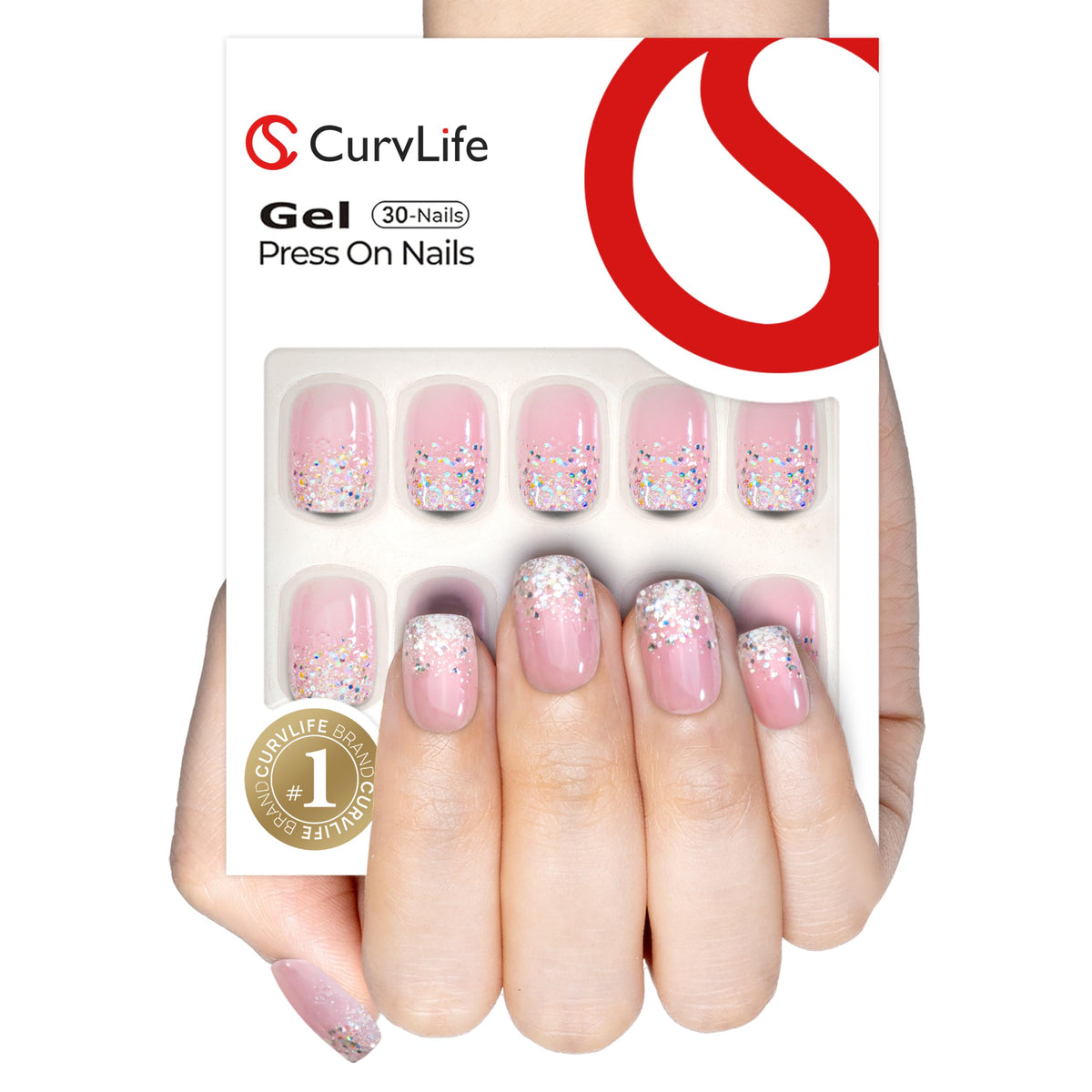 CurvLife press on nails showing various sizes in storage box