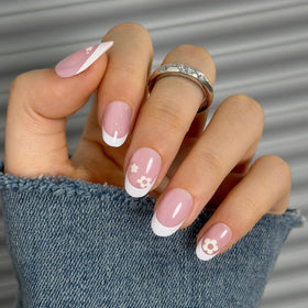 CurvLife Pure Bloom White press on nails close-up showing glossy finish