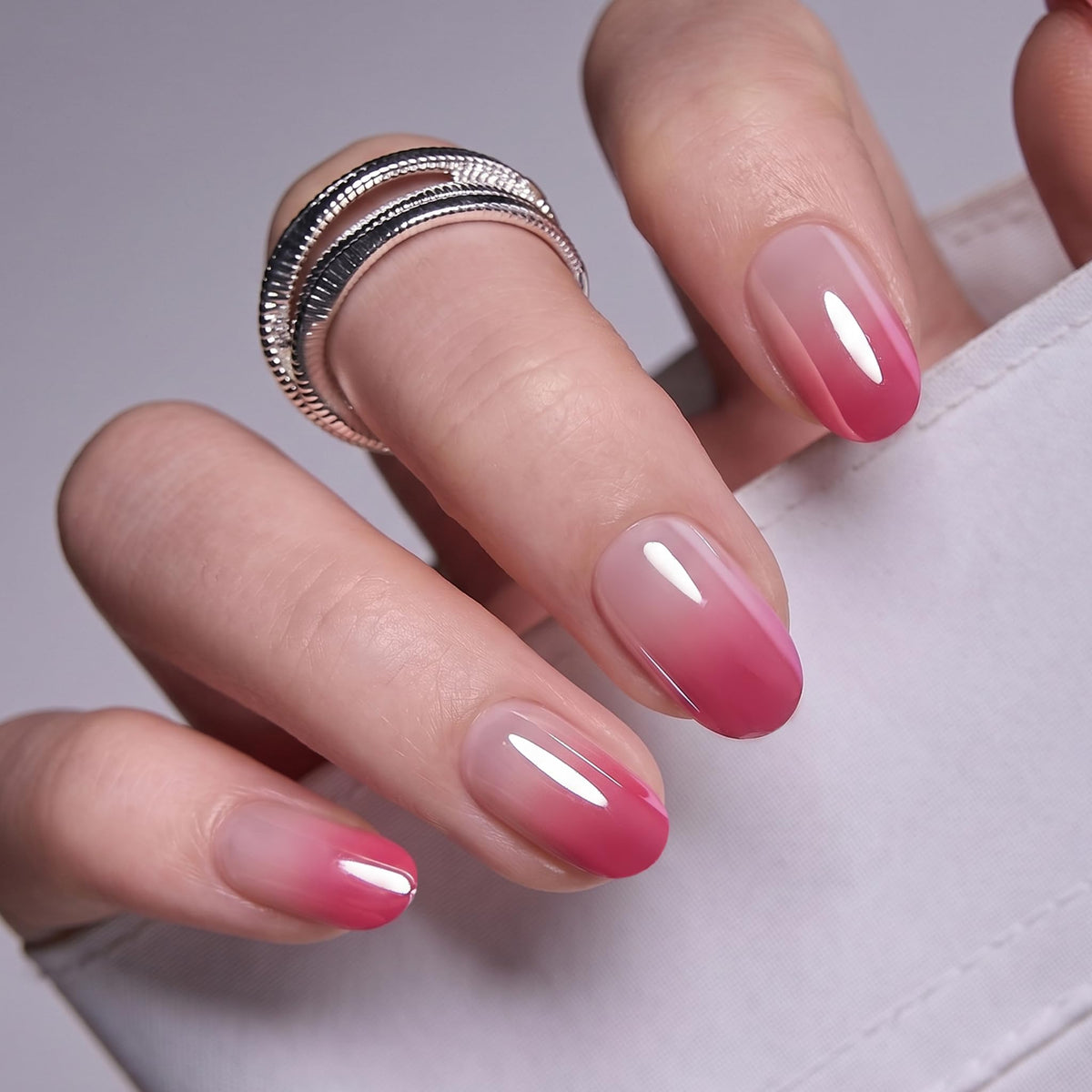 CurvLife Short Oval Ombre Press On Nails Dew Blush Pink packaging