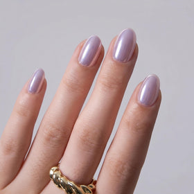 CurvLife Short Oval Pearl Shimmer Press On Nails kit with glue and accessories