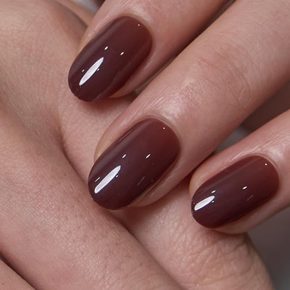 CurvLife Short Oval Press On Nails Cocoa Muse Cocoa Brown front view