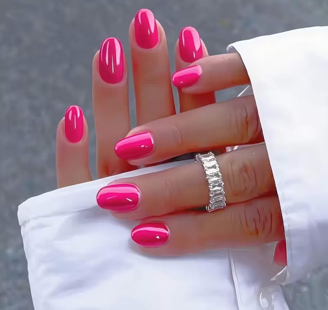CurvLife Short Oval Press On Nails Hot Pink Radiance packaging