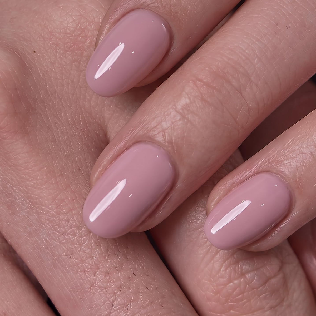 CurvLife Short Oval Press On Nails Velvet Bare Nude front view