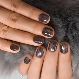 CurvLife Short Square Cat Eye Glitter Press On Nails packaging and accessories