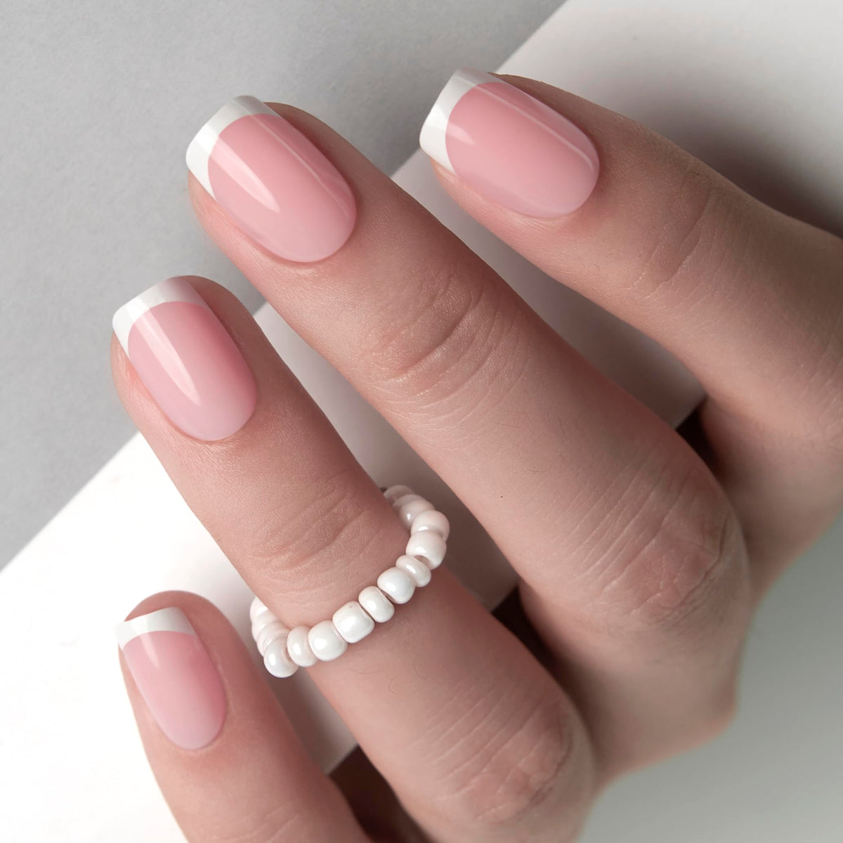 CurvLife Short Square French Tip Press On Nails packaging