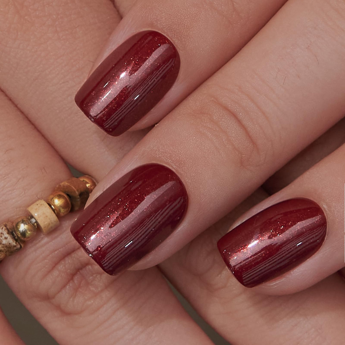 CurvLife Short Square Glitter Press On Nails displayed with storage box
