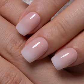 CurvLife Short Square Ombre Press On Nails in Morning Whisper front view