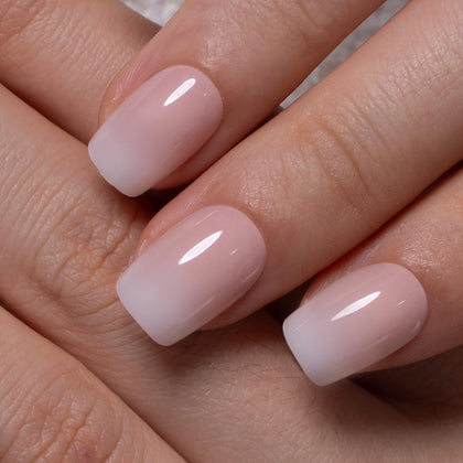 CurvLife Short Square Ombre Press On Nails in Morning Whisper front view