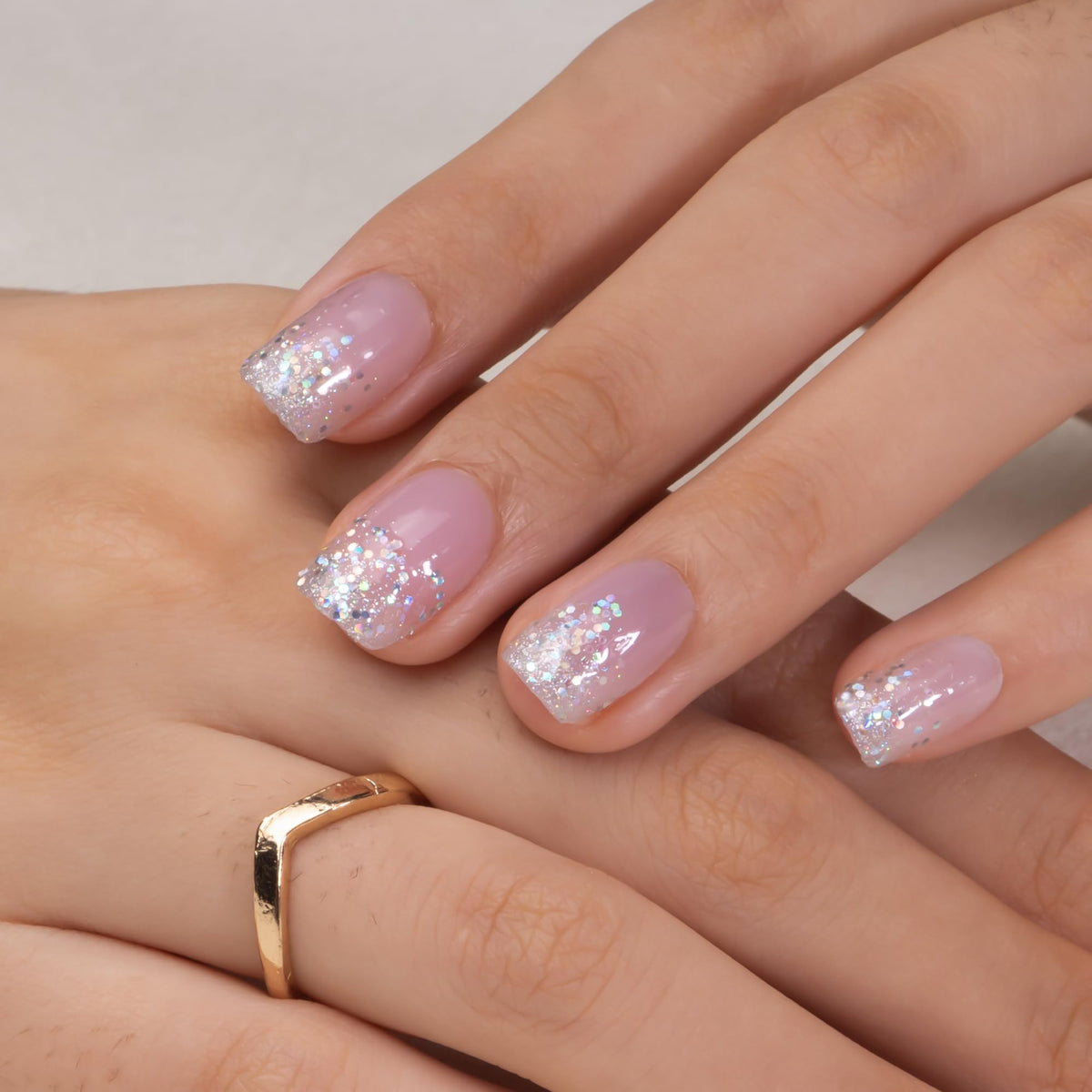 CurvLife Short Square Ombre Press On Nails with adhesive tabs