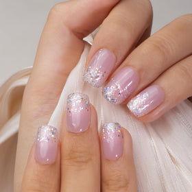CurvLife Short Square Ombre Press On Nails with nail glue and accessories