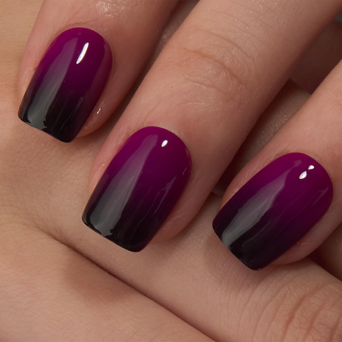 CurvLife Short Square Ombre Press On Nails with nail glue and accessories