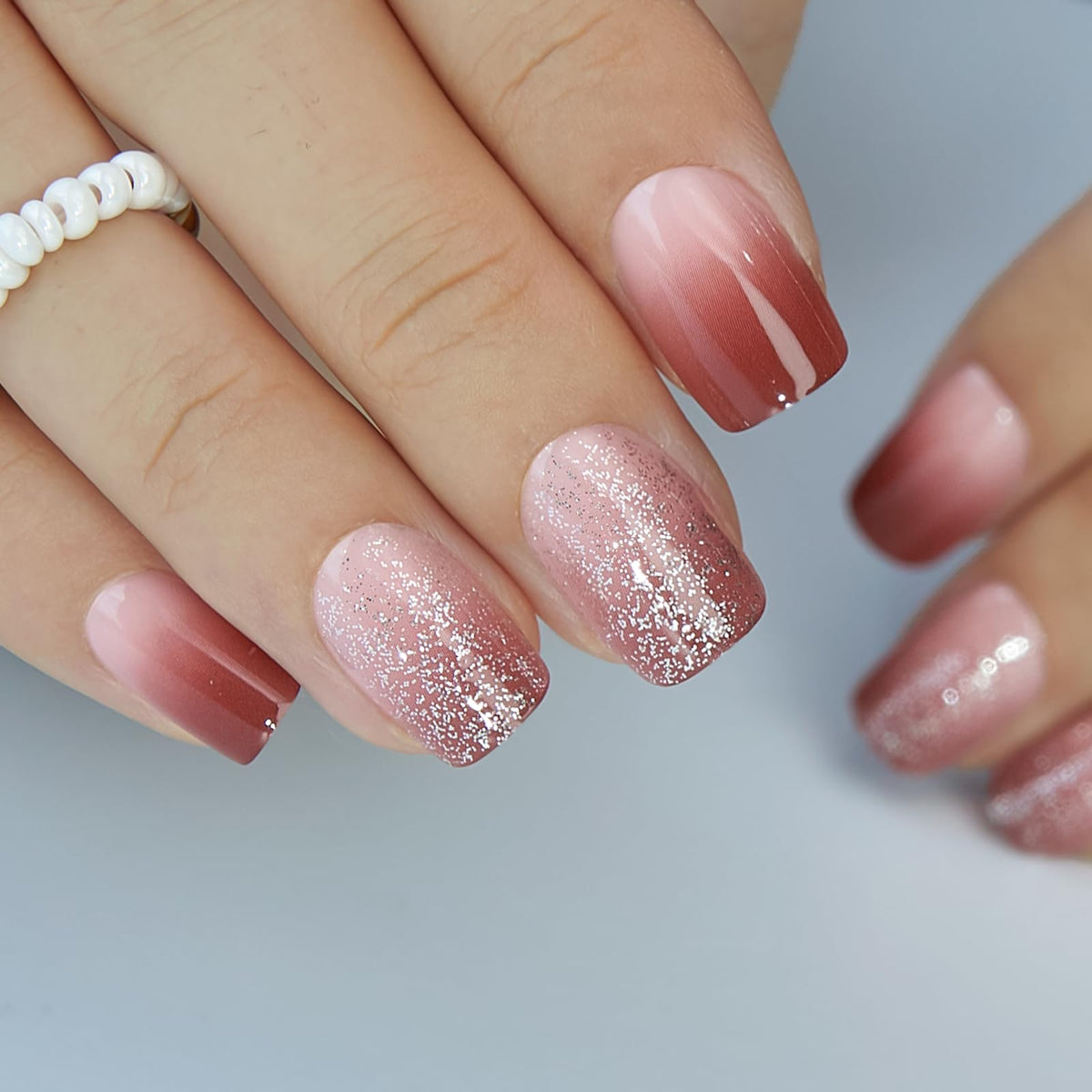 CurvLife Short Square Press On Nails Misty Pink packaging