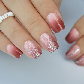 CurvLife Short Square Press On Nails Misty Pink packaging
