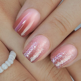 CurvLife Short Square Press On Nails Misty Pink set with accessories
