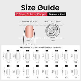 CurvLife Short Square Press On Nails Paris Script Nude Pink with cuticle stick