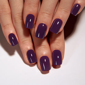 CurvLife Short Square Press On Nails Reflective Purple in storage box