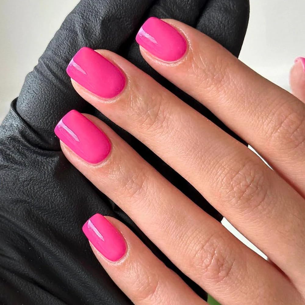 CurvLife Short Square Press On Nails with accessories including glue and file