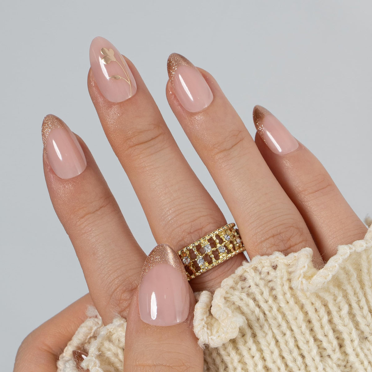CurvLife Soft Gel Almond Press On Nails showing various sizes