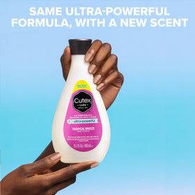 Cutex Ultra Powerful Nail Polish Remover in use during a manicure