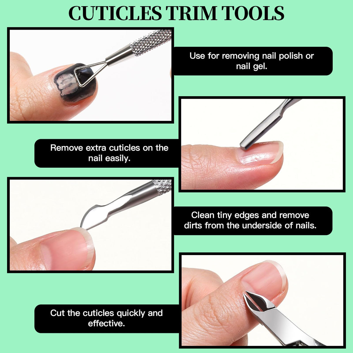 Cuticle nippers and pusher from Fandamei Nail Care Kit