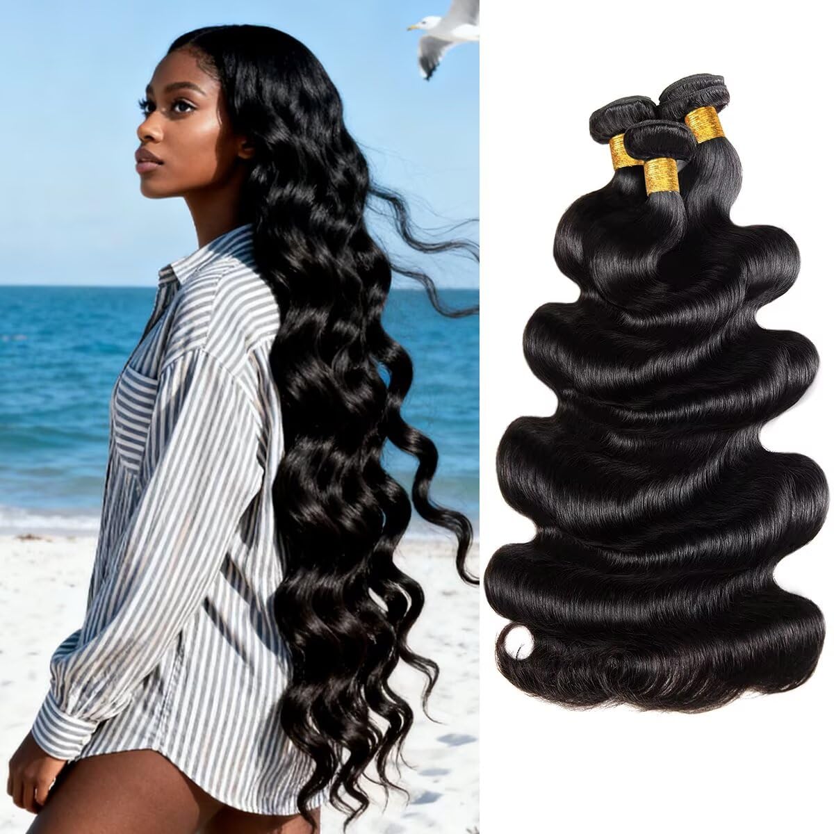 Cuzuzu 12A Body Wave Human Hair Bundles 26 Inch front view