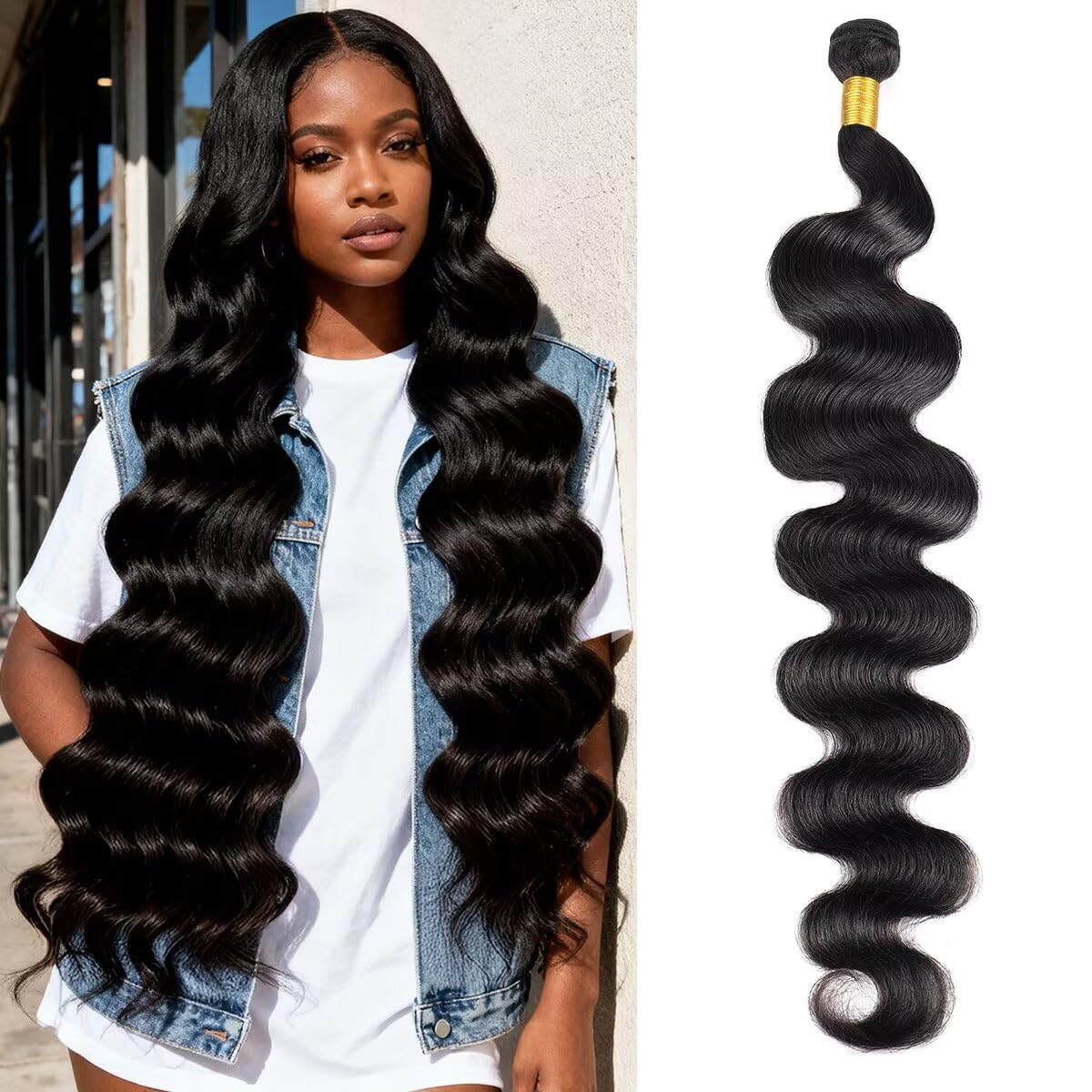 Cuzuzu 12A Human Hair Bundle 28 Inch Body Wave front view