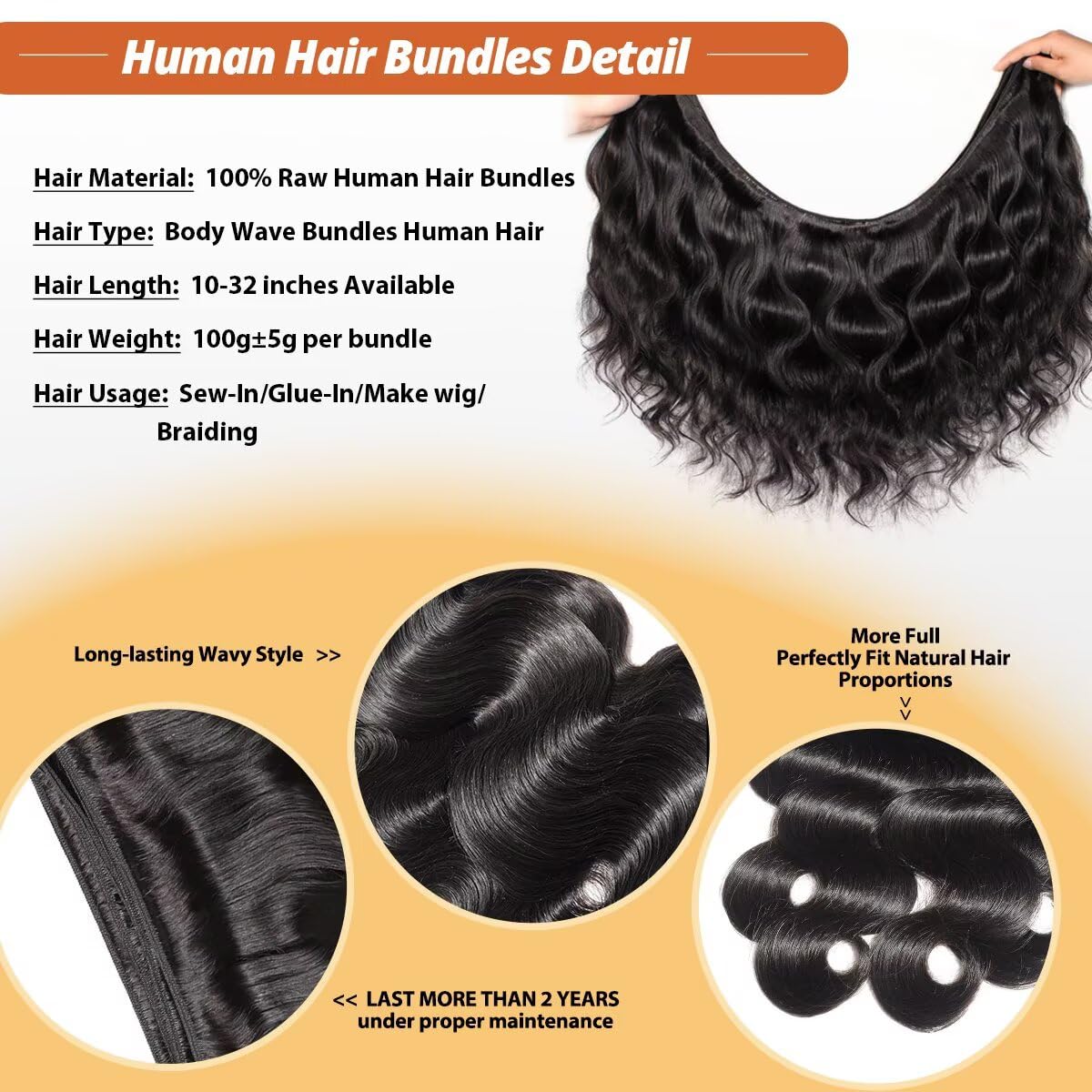 Cuzuzu 12A Human Hair Bundle 28 Inch Body Wave texture close-up