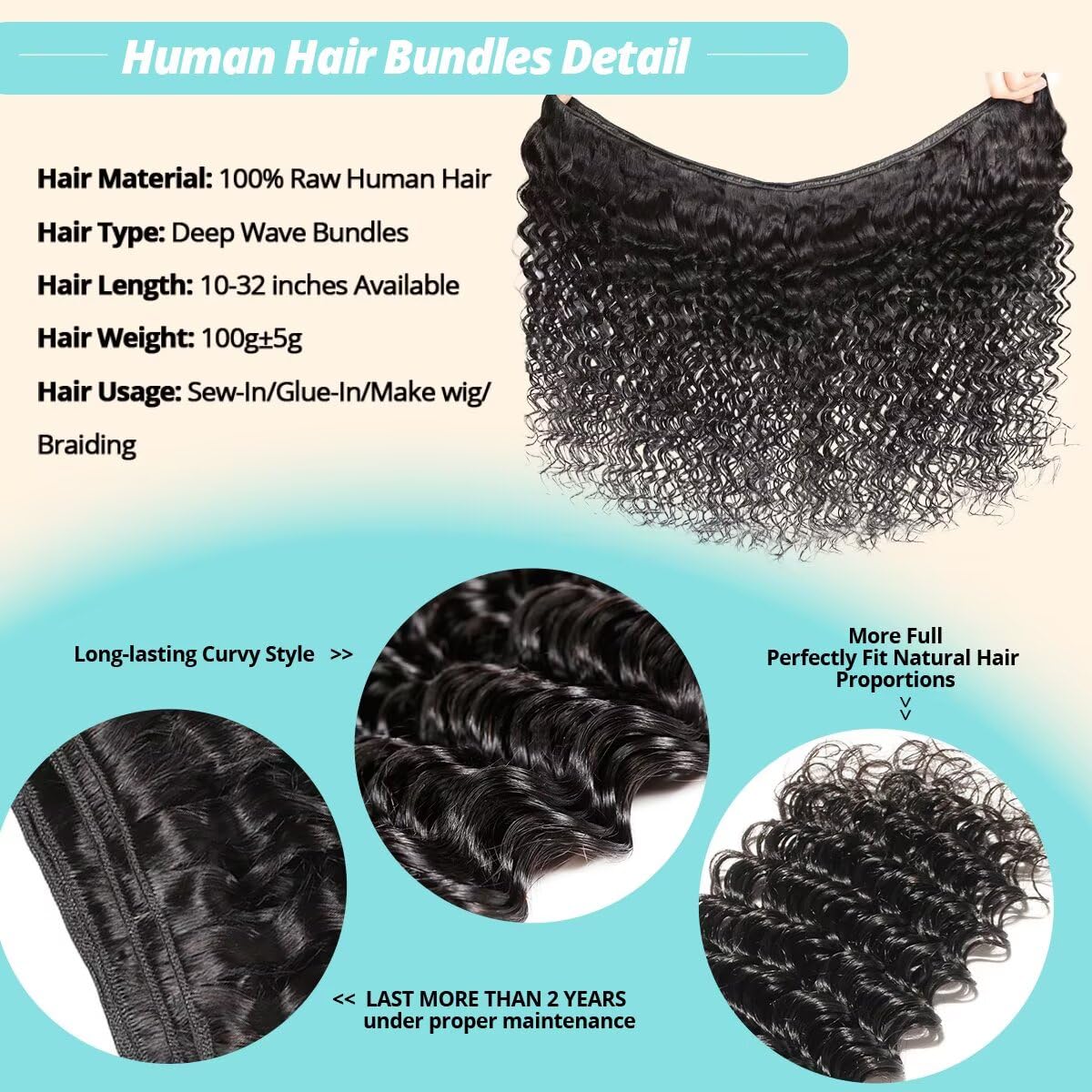 Cuzuzu 12A Human Hair Bundles 16 Inch packaging