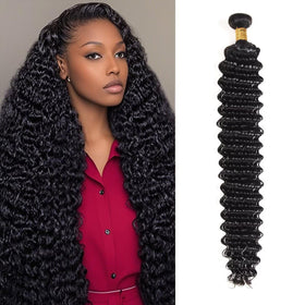 Cuzuzu 12A Human Hair Bundles 18.2 inch deep wave front view