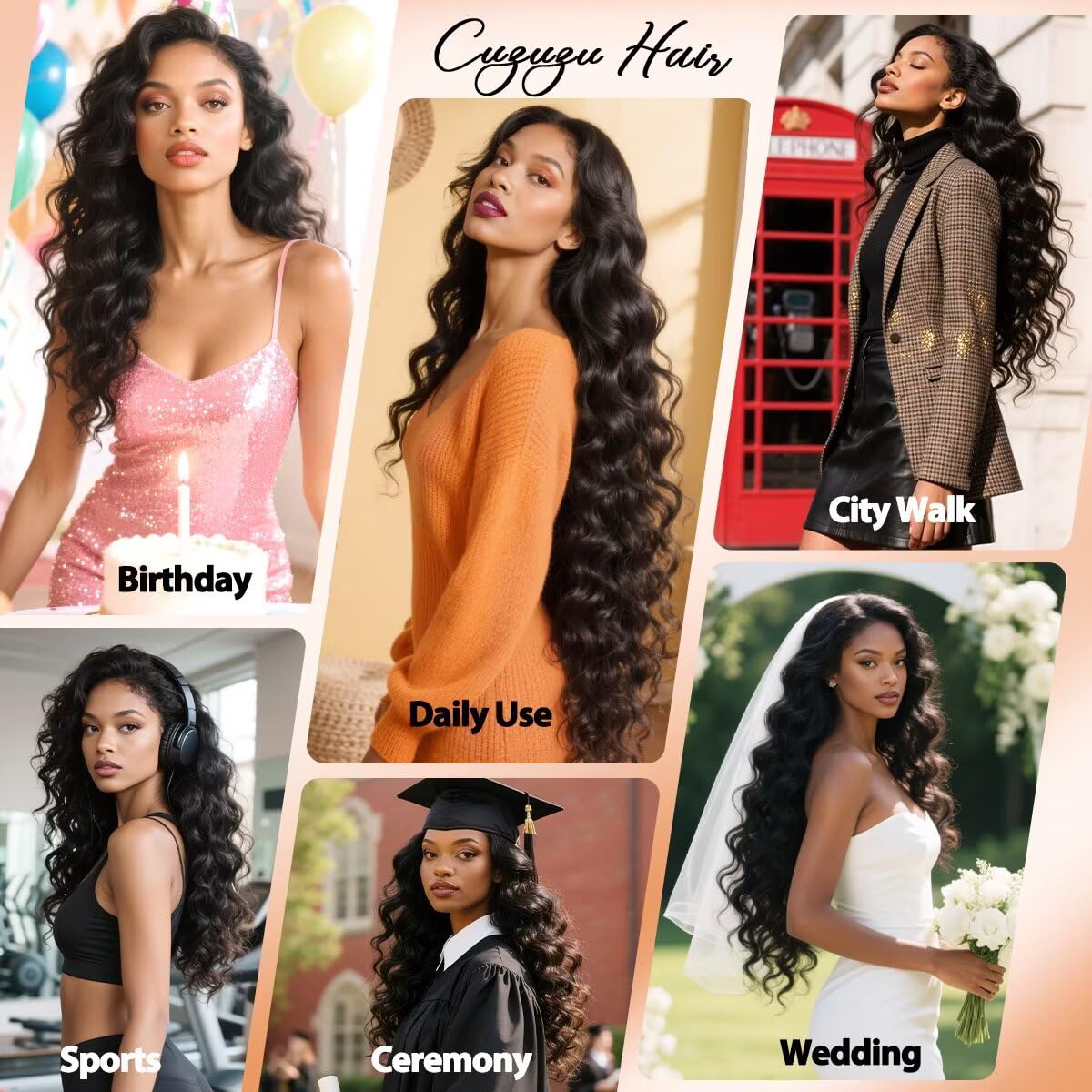 Cuzuzu 12A Human Hair Bundles 18 Inch back view