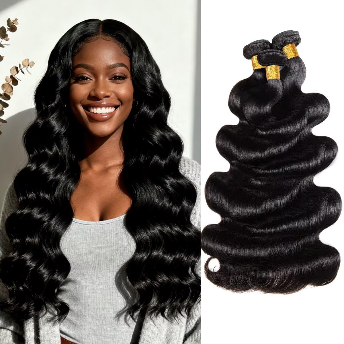 Cuzuzu 12A Human Hair Bundles 18 Inch body wave front view
