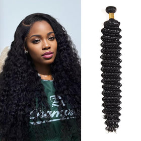 Cuzuzu 12A Human Hair Bundles 20 Inch Deep Wave front view
