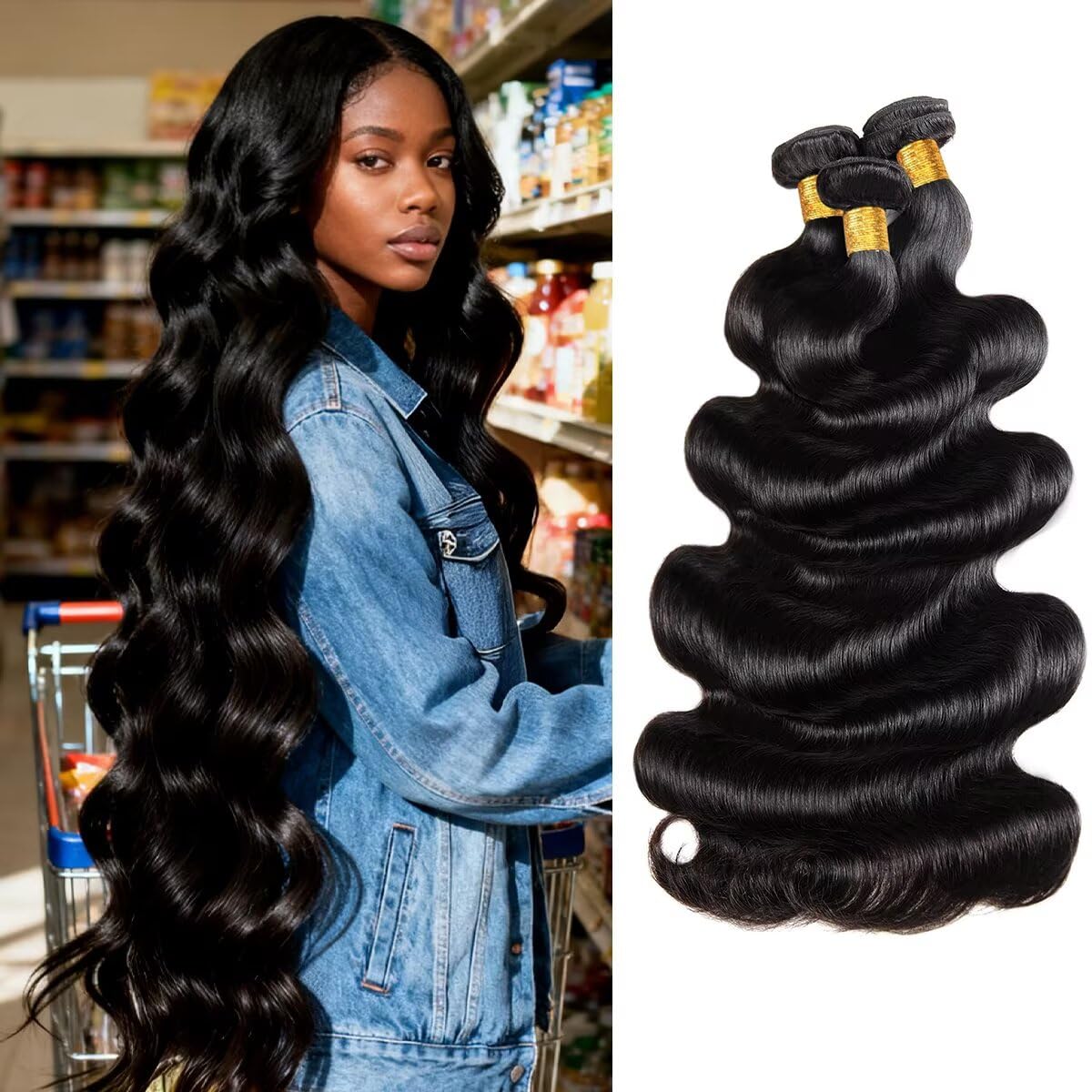 Cuzuzu 12A Human Hair Bundles 28 Inch Body Wave front view